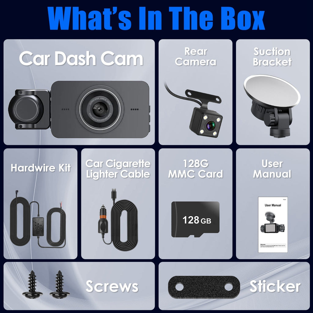 4 Channel Car Dash Cam With 128G MMC Card 1080P Front 720P Left Right