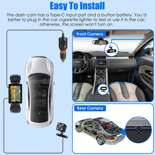 4 Channel Car Dash Cam With 128G MMC Card 1080P Front 720P Left Right