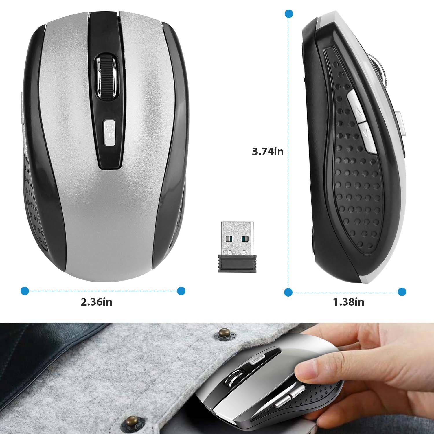 2.4G Wireless Gaming Mouse Optical Mice WIth Receiver 3 Adjustable DPI