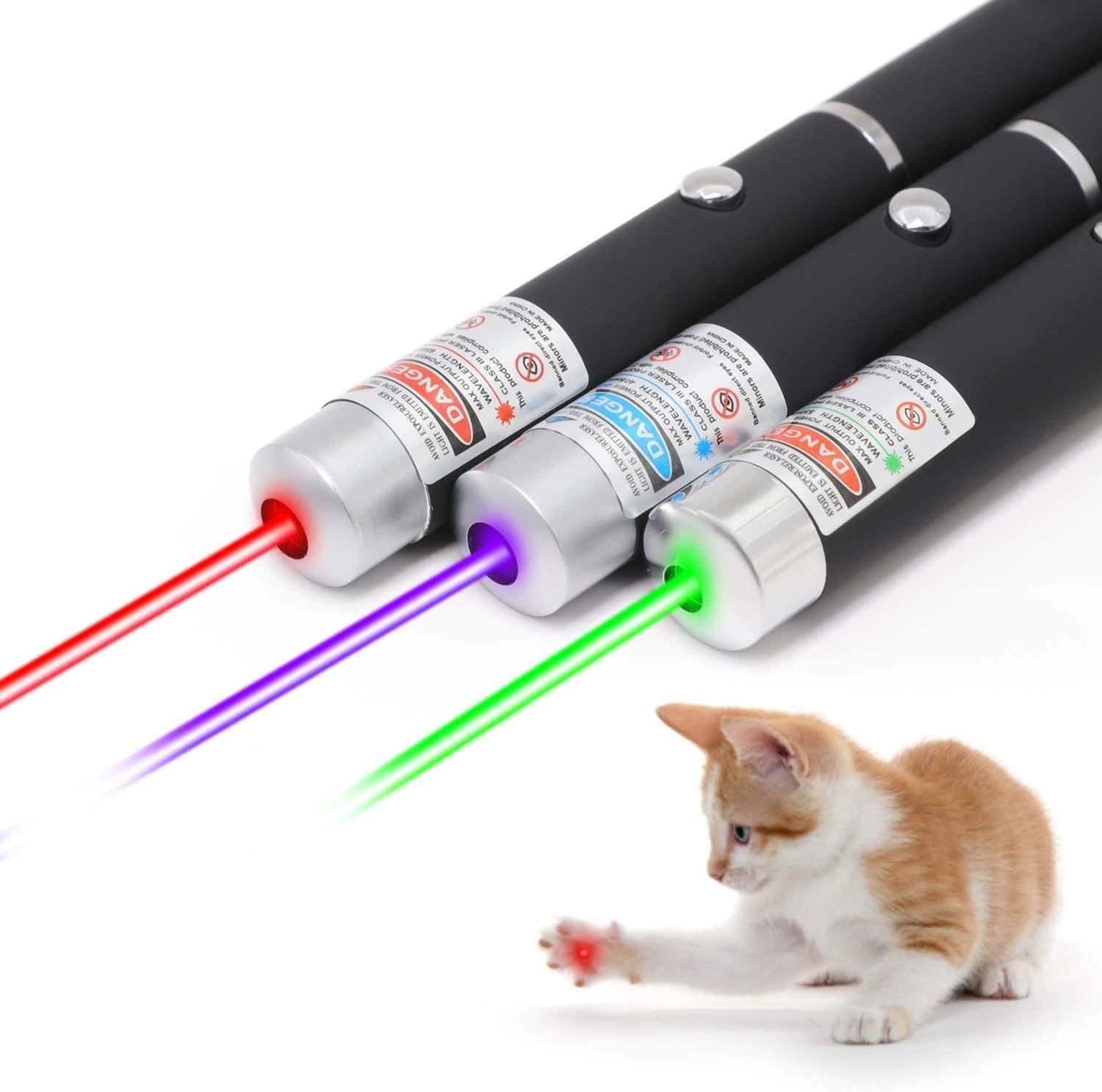3 Packs 900Mile Laser Pointer Pen Green Blue Red Light Visible Beam
