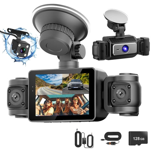 4 Channel Car Dash Cam With 128G MMC Card 1080P Front 720P Left Right