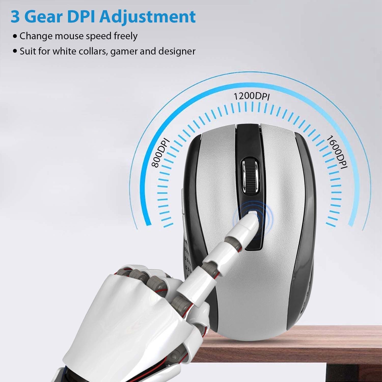 2.4G Wireless Gaming Mouse Optical Mice WIth Receiver 3 Adjustable DPI