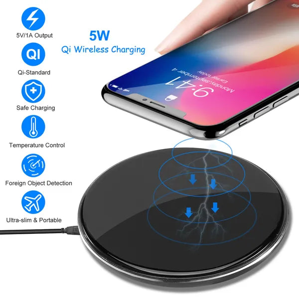 Wireless Charger Qi-Certified Ultra-Slim 5W Charging Pad For IPhone XS